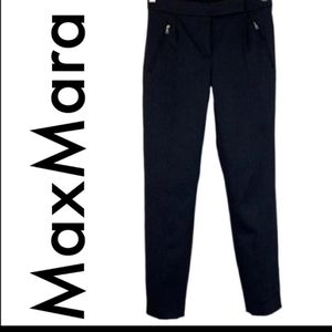 👑 MAXMARA STRETCH LEATHER TRIM CROP PANTS 💯AUTH